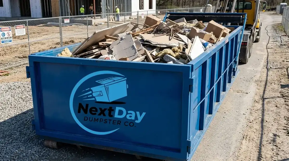 Roll-off dumpster delivery to Tekonsha, MI by Nextday Dumpsterco
